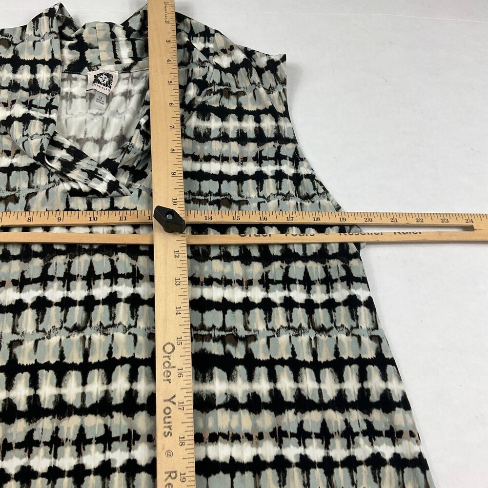 Anne Klein Triple Pleat Top Plus Size 1X Sleeveless Blouse Ikat Work Casual Knit - Picture 8 of 11